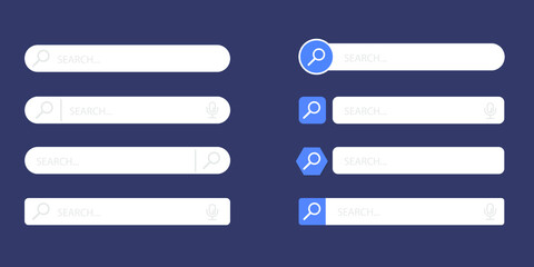 Search Bar for ui, design and web site. Search Address and navigation bar icon. Collection of search form templates for websites