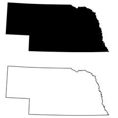 Nebraska black map on white background. Outline Map of Nebraska sign. flat style.