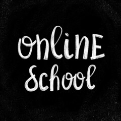 Chalk inscription on blackboard. SchooL Online training