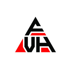 FVH triangle letter logo design with triangle shape. FVH triangle logo design monogram. FVH triangle vector logo template with red color. FVH triangular logo Simple, Elegant, and Luxurious Logo. FVH 