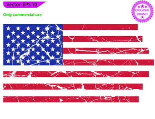 Fototapeta premium Red USA Flag. Distressed American flag with splash elements, patriot, military flag Distressed American flags set, eps10, transparent background, high resolution, Only commercial use