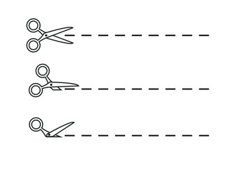 Scissors cutting vector icon. Linear object symbol.