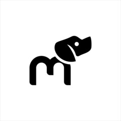 Letter M logo design in combination with dogs (Pet Dog)