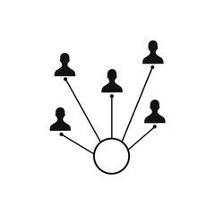 set of people icons connected by a line to a circle