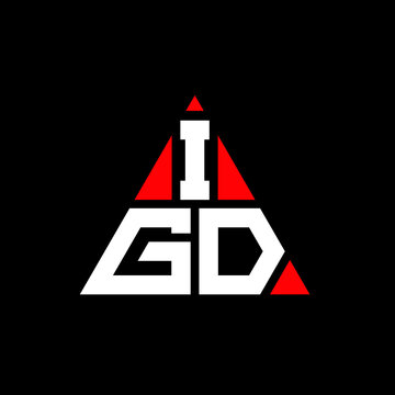 IGD triangle letter logo design with triangle shape. IGD triangle logo design monogram. IGD triangle vector logo template with red color. IGD triangular logo Simple, Elegant, and Luxurious Logo. IGD 