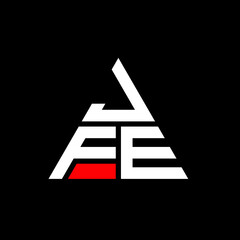 JFE triangle letter logo design with triangle shape. JFE triangle logo design monogram. JFE triangle vector logo template with red color. JFE triangular logo Simple, Elegant, and Luxurious Logo. JFE 