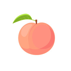 Beautiful juicy pink peach in flat style