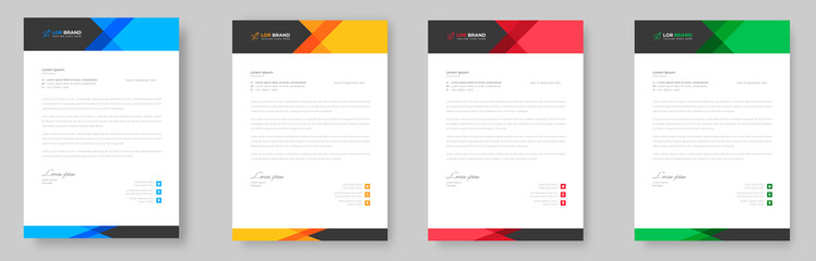 corporate modern letterhead design template with yellow, blue, green and red color. creative modern letter head design template for your project. letterhead, letter head, Business letterhead design.