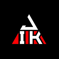 JIK triangle letter logo design with triangle shape. JIK triangle logo design monogram. JIK triangle vector logo template with red color. JIK triangular logo Simple, Elegant, and Luxurious Logo. JIK 