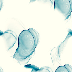 Plakat Alcohol blue ink seamless background. Alcohol ink