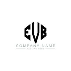 Fototapeta premium EVB letter logo design with polygon shape. EVB polygon logo monogram. EVB cube logo design. EVB hexagon vector logo template white and black colors. EVB monogram, EVB business and real estate logo. 