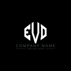 EVD letter logo design with polygon shape. EVD polygon logo monogram. EVD cube logo design. EVD hexagon vector logo template white and black colors. EVD monogram, EVD business and real estate logo. 