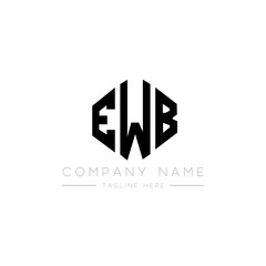 EWB letter logo design with polygon shape. EWB polygon logo monogram. EWB cube logo design. EWB hexagon vector logo template white and black colors. EWB monogram, EWB business and real estate logo. 