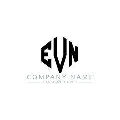 EVN letter logo design with polygon shape. EVN polygon logo monogram. EVN cube logo design. EVN hexagon vector logo template white and black colors. EVN monogram, EVN business and real estate logo. 