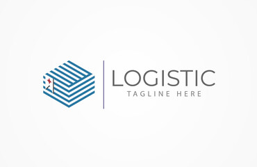 Abstract Box Logo. Usable for logistic and technology Logos, Flat Design Logo Template