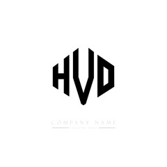 Obraz premium HVO letter logo design with polygon shape. HVO polygon logo monogram. HVO cube logo design. HVO hexagon vector logo template white and black colors. HVO monogram, HVO business and real estate logo. 