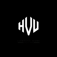 HVU letter logo design with polygon shape. HVU polygon logo monogram. HVU cube logo design. HVU hexagon vector logo template white and black colors. HVU monogram, HVU business and real estate logo. 
