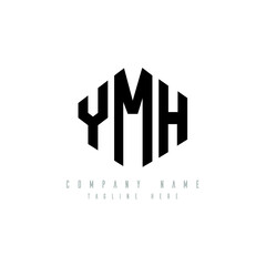 YMH letter logo design with polygon shape. YMH polygon logo monogram. YMH cube logo design. YMH hexagon vector logo template white and black colors. YMH monogram, YMH business and real estate logo. 