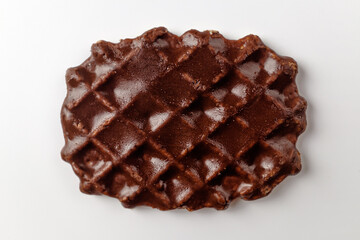 Chocolate waffle snack on white background
