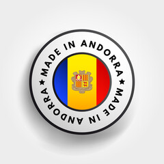 Made in Andorra text emblem badge, concept background
