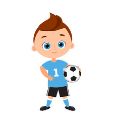 Cute boy. Vector illustration isolated on white background. Flat cartoon style. Banner with funny cartoon child