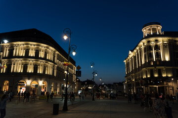 Warsaw city center by night