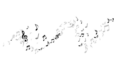Music notes flying vector wallpaper. Song
