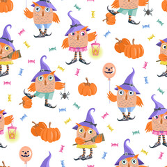Naklejka premium Halloween Seamless Pattern