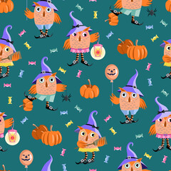 Naklejka na ściany i meble Halloween Seamless Pattern