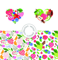 Set of Seamless Vector Summer Fruit Patterns