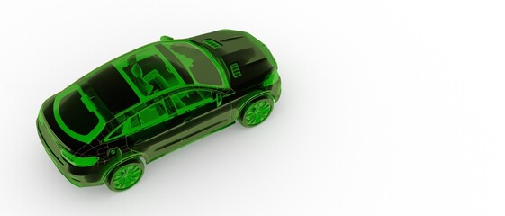 Wireframe rendering of autonomous electric car