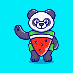 cute panda wear costume watermelon