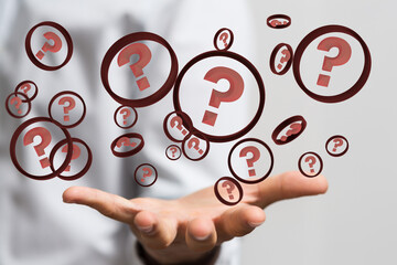 Question mark and concept of science and technology.