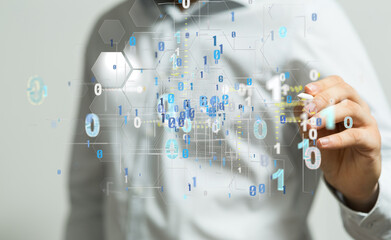 Neural network 3D illustration. Big data and cybersecurity