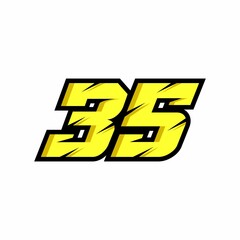 Racing number 35 logo with a white background