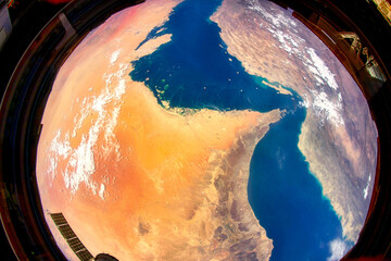 Saudi Arabia. Planet Earth beauty seen from space. Digital enhancement with artist interpretation....