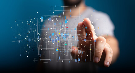 Futuristic in Industry 4.0 and business virtual diagram