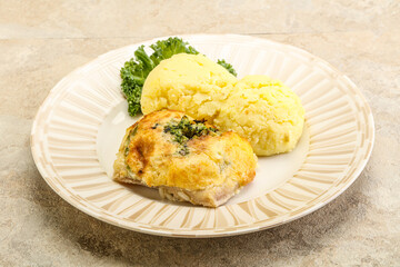 Roasted pangasius fillet with mashed potato