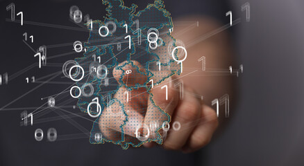 Germany map illustration in blockchain technology
