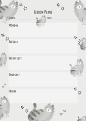 Lesson Plans. Work schedule on whole week, school stationery