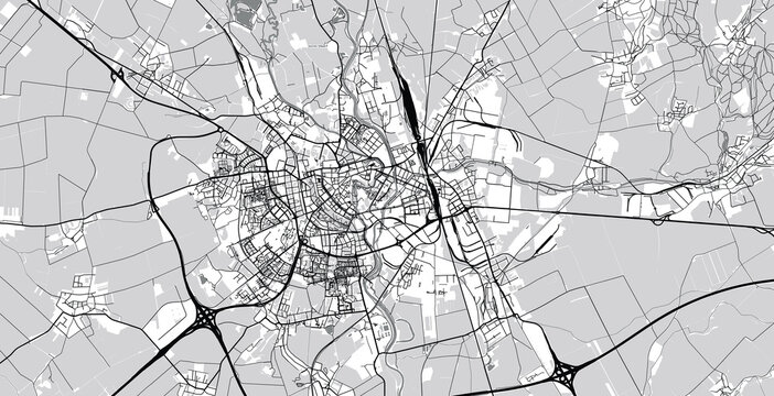 Urban vector city map of Olomouc, Czech Republic, Europe
