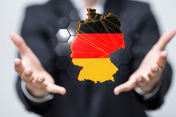Germany map illustration in blockchain technology