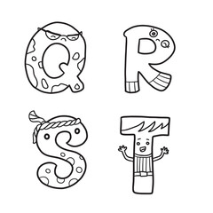 ABC Funny Alphabet coloring for kids. Cute alphabet fonts freehand style. Doodle alphabet for coloring book or greeting card.