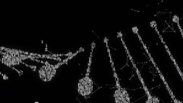 DNA Code with Numbers 02. Black an White Digital Plexus Background Loop rendered at 60 fps