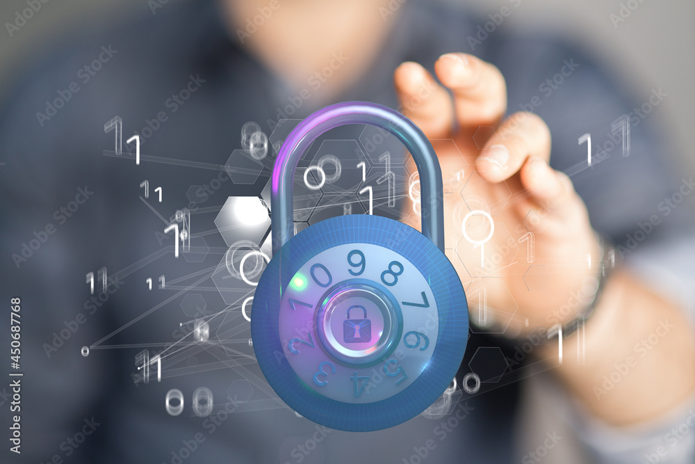 Poster cybersecurity and information or network protection.