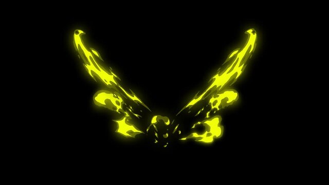 Cartoon fire wings elements pack with black png background.