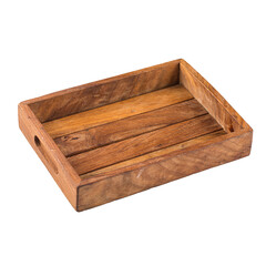 Wooden vintage dark brown serving tray on a white background