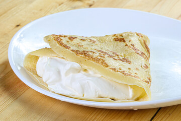 Tasty Pancake with sour cream