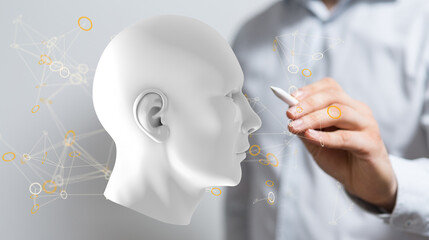 Artificial intelligence. Technology web background. Virtual concept