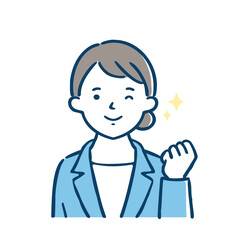 ガッツポーズをする女性